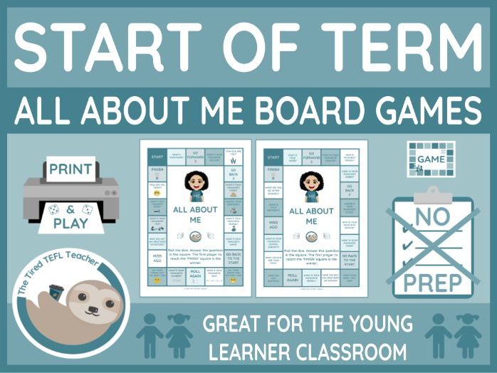 ESL Young Learners All About Me Board Games