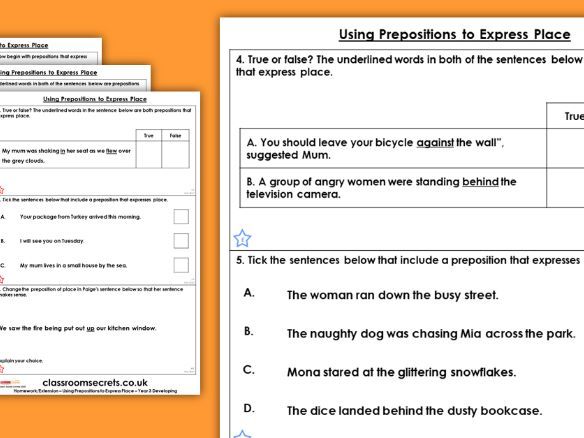 Year 3 prepositions worksheet pdf picture