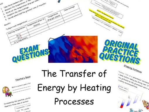 GCSE Physics Conduction, Convection, Radiation. SHC. Notes and experiments. Practice  questions.