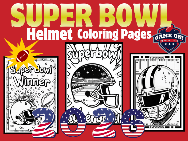 2026 Super Bowl Helmet Coloring Pages | Unique Designs Kids Printable No Prep
