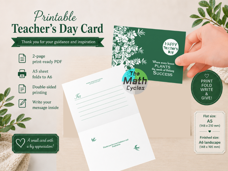 Printable Teacher’s Day Card for Teacher Appreciation Gift