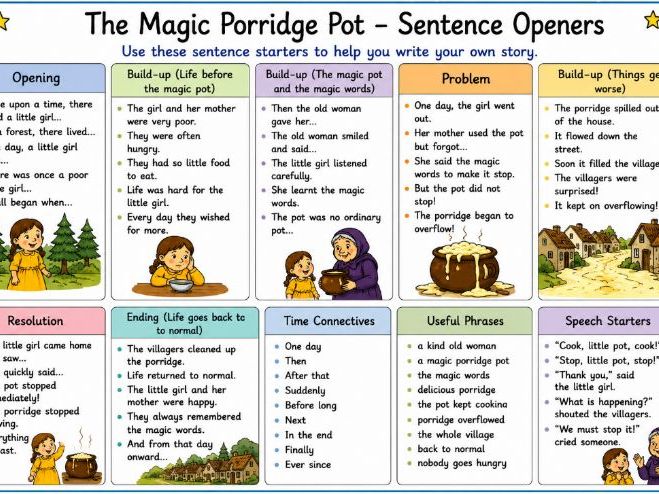 The Magic Porridge Pot Talk for Writing Unit Year 2 & 3 Fairy Tales English