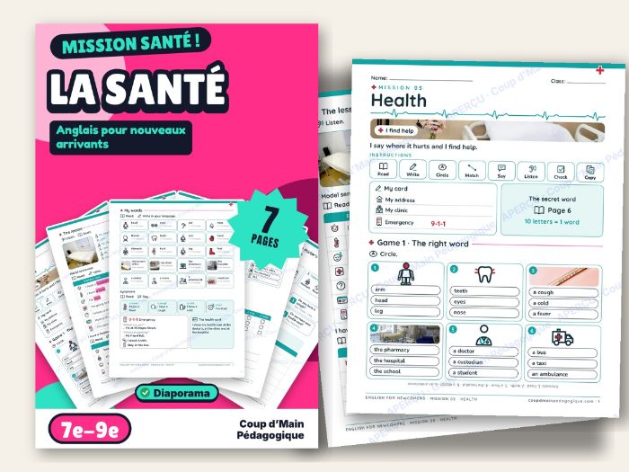 ESL Newcomer Mini Unit Grade 7-9 Health | Mission 5