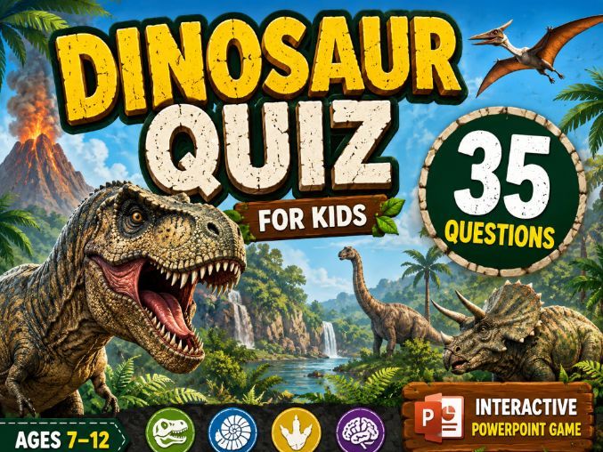 Dinosaur Quiz for Kids | 35 Questions | Interactive PowerPoint Game