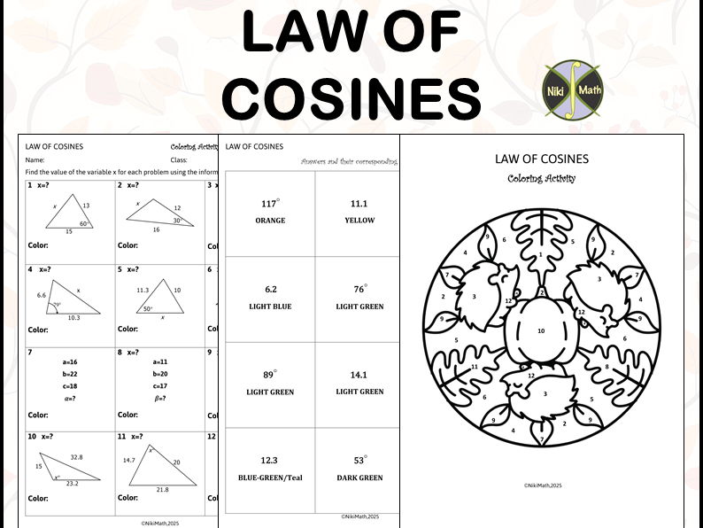 Law of Cosines - Coloring Activity