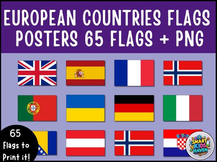 European Countries Flags Printable Posters 65 Flags Classroom Decor Learning