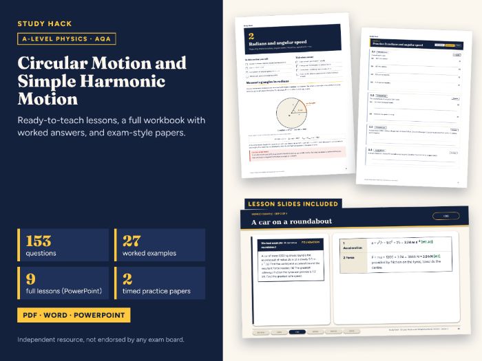 A-level Physics Circular Motion and Simple Harmonic Motion Complete Pack (AQA)
