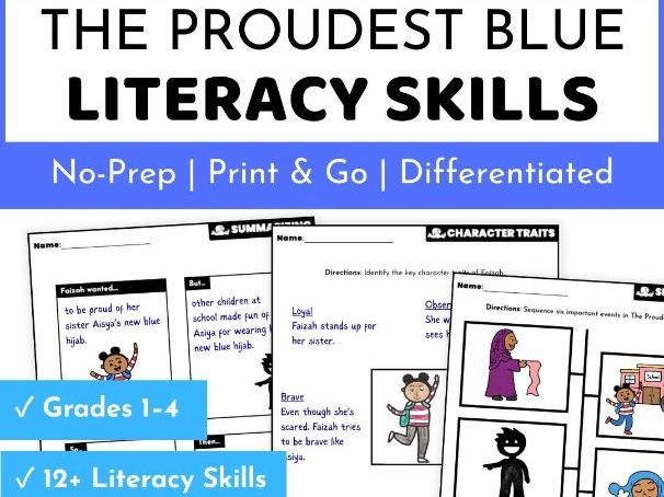 The Proudest Blue Book Activities - Literacy Skills and Story Elements Companion