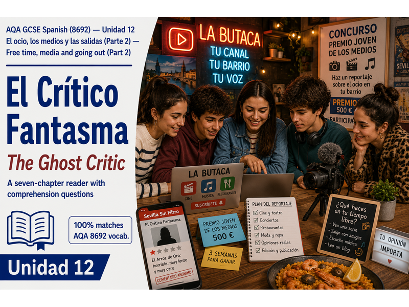 GCSE SPANISH SHORT STORY: AQA 8692 New GCSE - El tiempo libre y los pasatiempos (PART 2)