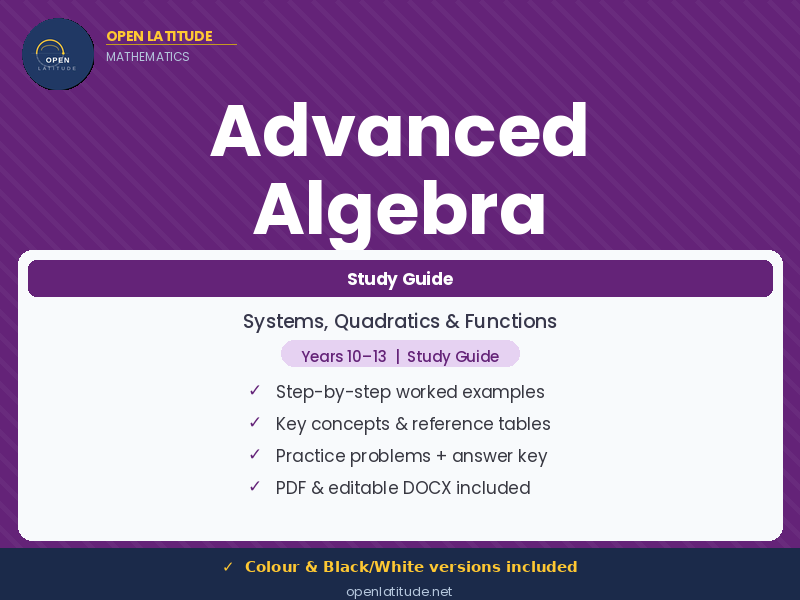 Advanced Algebra Study Guide | Years 10–13 / IGCSE / IB