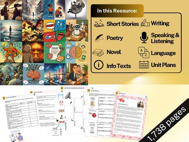Grade 6 / Year 7 (KS3) English (ELA) Curriculum + Free Unit Planner - No Prep Lessons, 1738 Page
