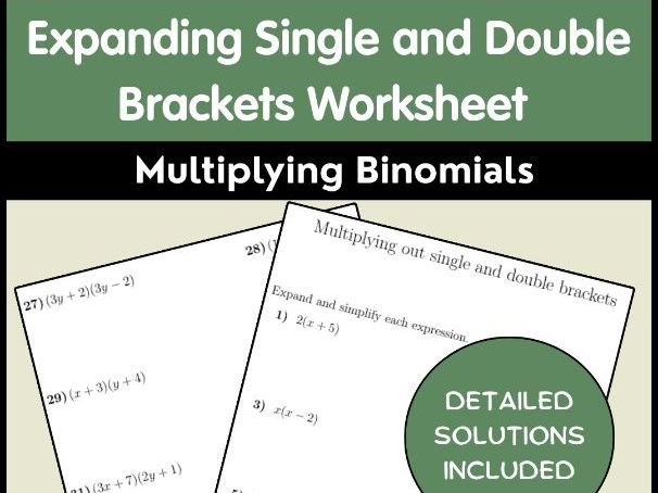 Expanding Single and Double Brackets Worksheet | Multiplying Binomials