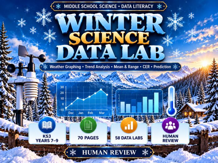 Winter Science Data Lab | KS3 Science Graphs, Weather Data & Investigations | 70 Pages
