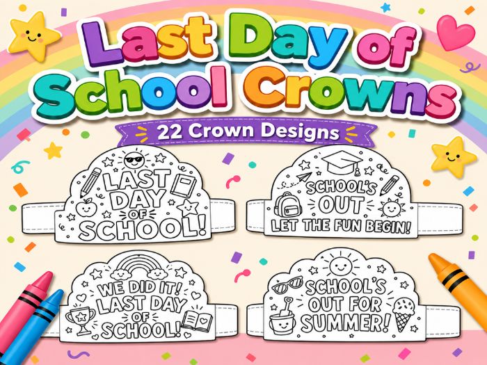 Last Day of School Hats | End of Year Colouring Craft