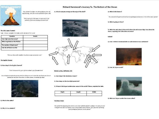 Richard Hammonds Journey to the bottom of the Ocean - Worksheet to support the BBC Documentary