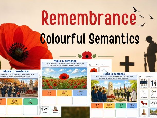 Remembrance themed colourful semantics SEN EYFS