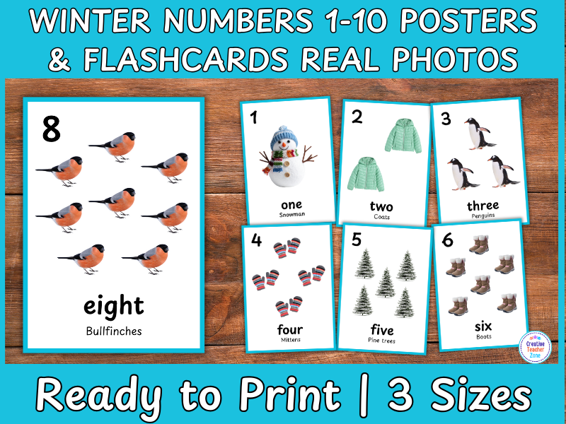 Winter Maths Display: Numbers 1-10 (Real Photos)