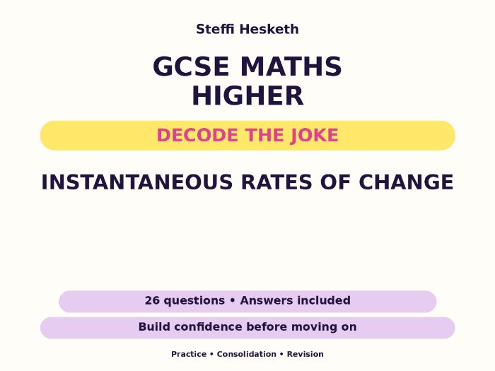 Instantaneous Rates of Change | GCSE Decode the Joke + Answers
