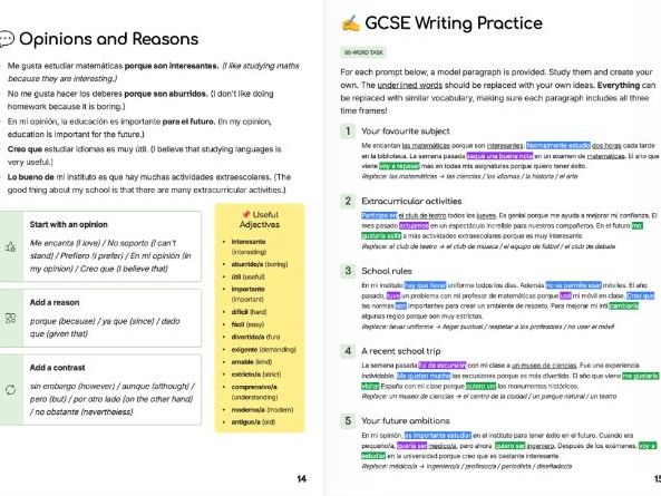 GCSE-Spanish Workshop Formula 3 Module 5 ¡A clase!