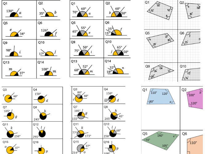Scaffolded Angles Worksheets