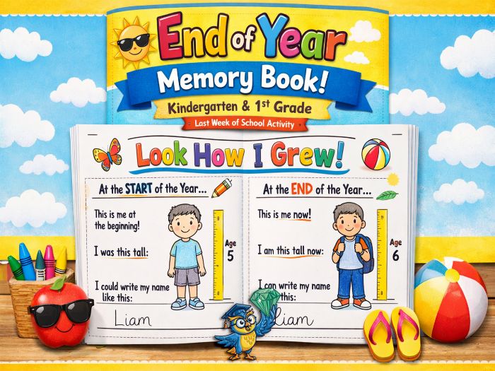 End of Year Memory Book K-1 Keepsake