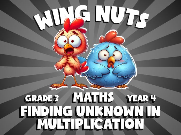 Finding Unknown in Multiplication WING NUTS Maths Game | No-Prep Year 4 Review Activity