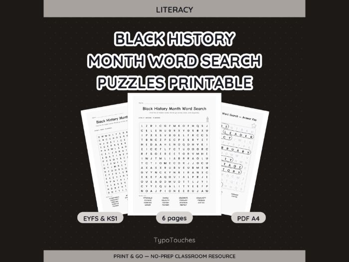 Black History Month Word Search | 6 pp
