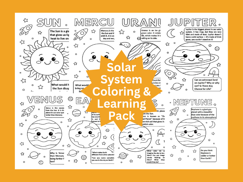Solar System Coloring & Learning – Fun Facts & Questions for Kids