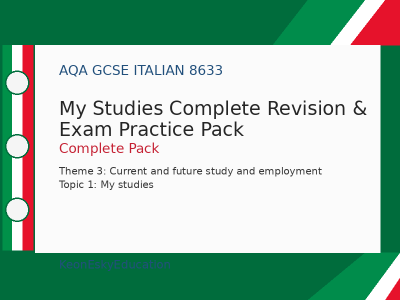 AQA GCSE Italian – My Studies Complete Revision & Exam Practice Pack