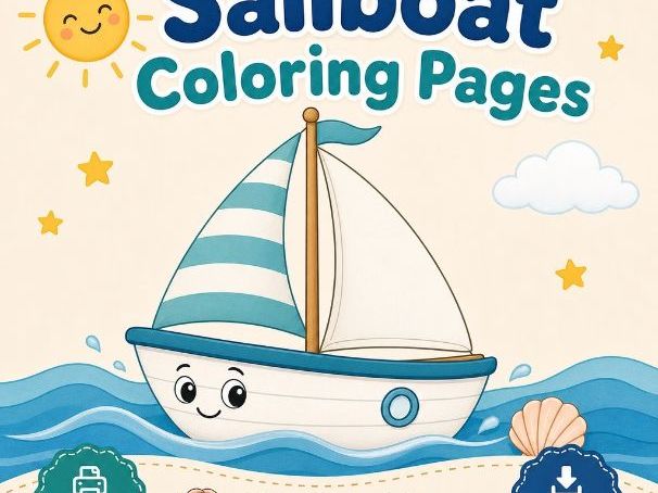 Sailboat Coloring Pages | Sailboat Coloring Pages | Printable PDF | Digital Download