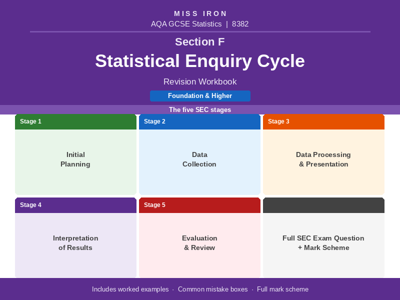 AQA GCSE Statistics Section F Statistical Enquiry Cycle Revision Workbook 8382