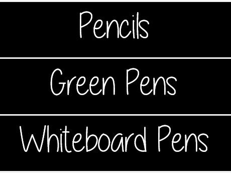 Teacher Organisation Tray Labels - Black with White Writing