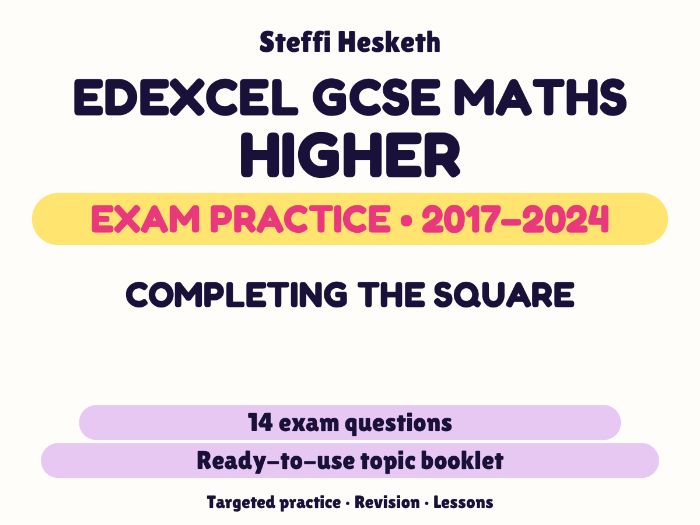 Edexcel GCSE Maths Higher: Completing the square Exam Questions | 2017-2024