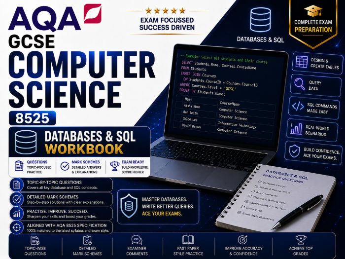 AQA GCSE Computer Science 8525 | Databases & SQL Workbook | Questions | Mark Schemes