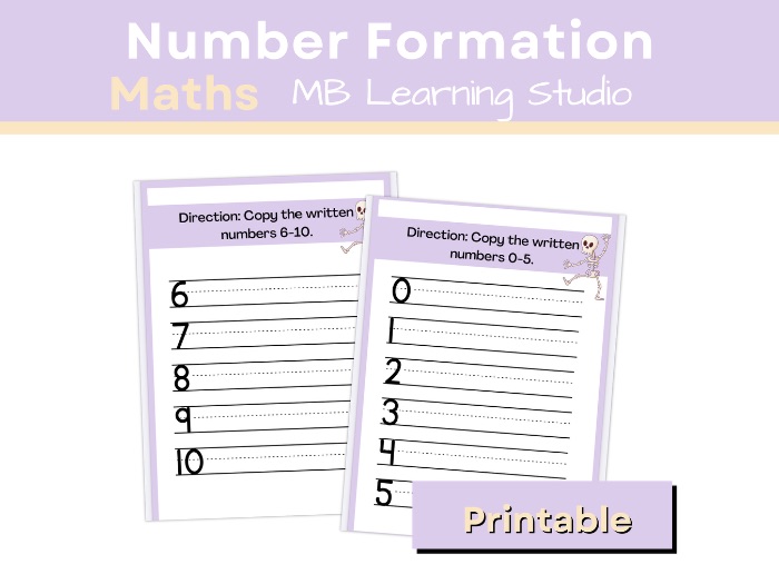 Halloween Number Formation Practice Sheets to 10 | EYFS, KS1, Pre-K, Kindergarten