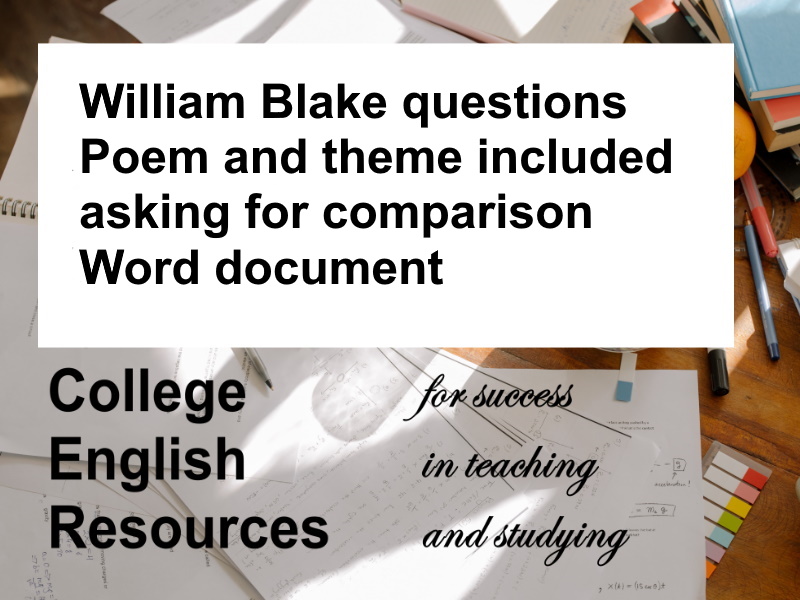 William Blake: 10 A Level Practice Exam Questions | Teaching Resources