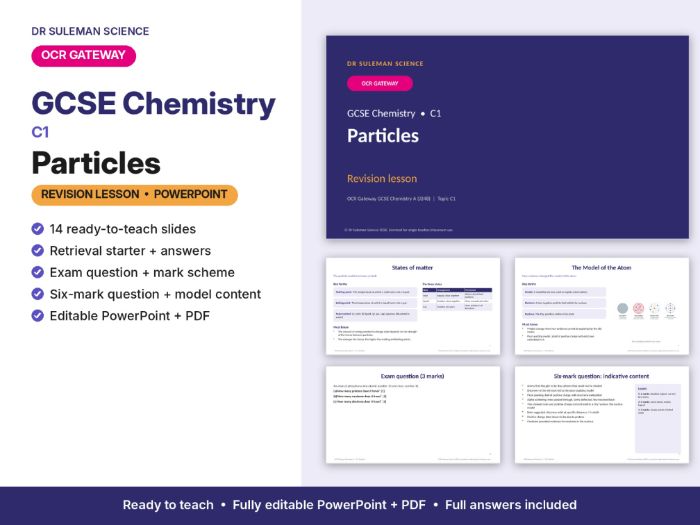 OCR Gateway GCSE Chemistry C1 Particles Revision Lesson PowerPoint