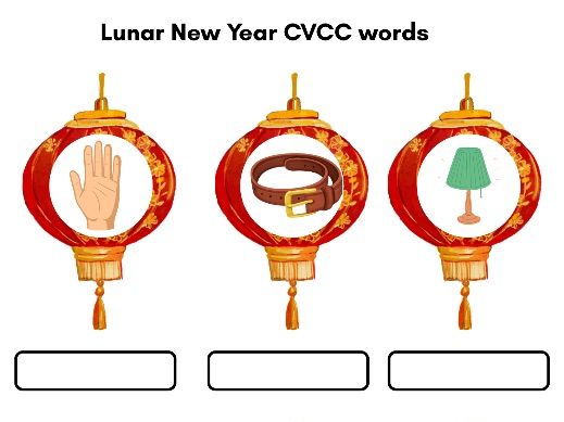 Lunar New Year CVCC Words Worksheet (1 Sheet) – EYFS Phonics Blending Activity
