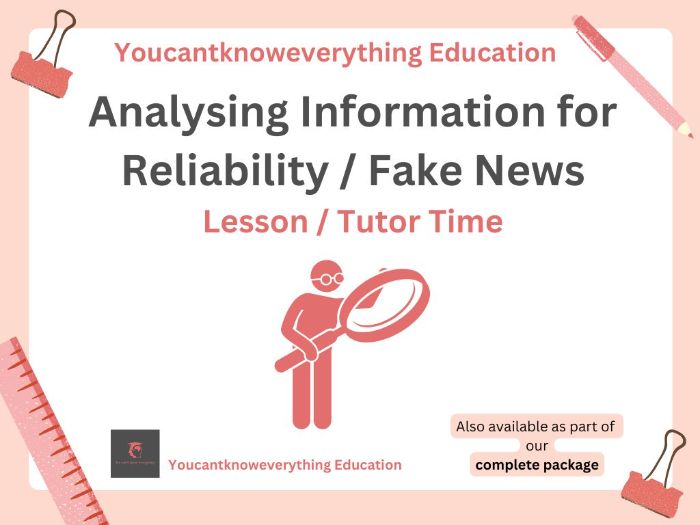 Analysing for reliability / Fake News Tutorial