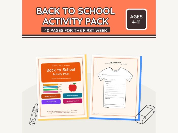 Back to School Activity Pack for Primary