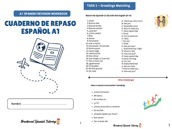 A1 Beginner Spanish Revision Workbook