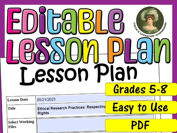 Ethical Research : Editable Lesson Plan for Middle School