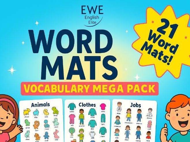 Vocabulary Word Mats MEGA PACK – Over 500 Words Across 21 Thematic Mats!