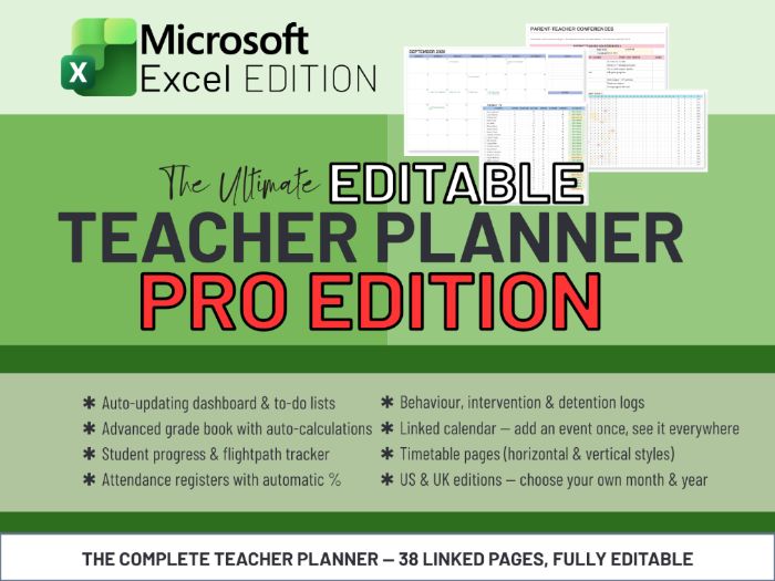 Ultimate Editable Teacher Planner (PRO) – Mark Book, Timetable, Attendance & Planner