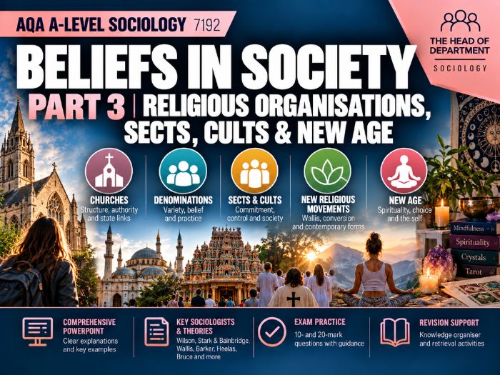 AQA A-Level Sociology 7192: Beliefs in Society 3 – Religious Organisations, Sects, Cults & New Age