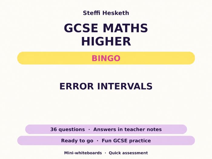 Error Intervals GCSE Maths Higher Bingo