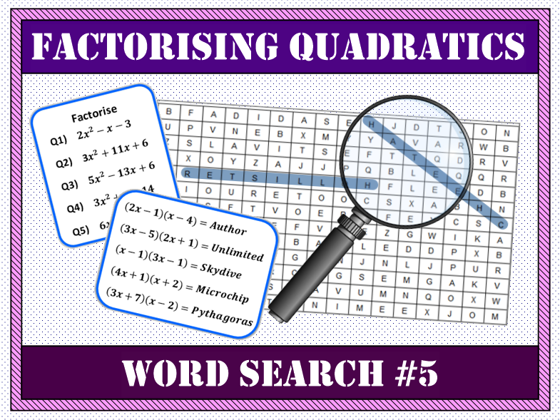 ✏️ Factorising Quadratics Word Search #5 🔎