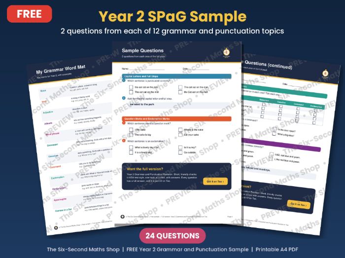 FREE Year 2 Grammar and Punctuation Sample - KS1 SPaG Questions with Answers