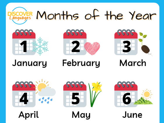 English ESL Months of the Year Vocabulary Poster Worksheets Wordsearch Activity