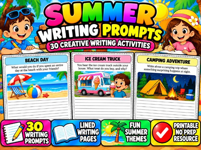 Summer Writing Prompts | 30 Creative Writing Activities & Worksheets